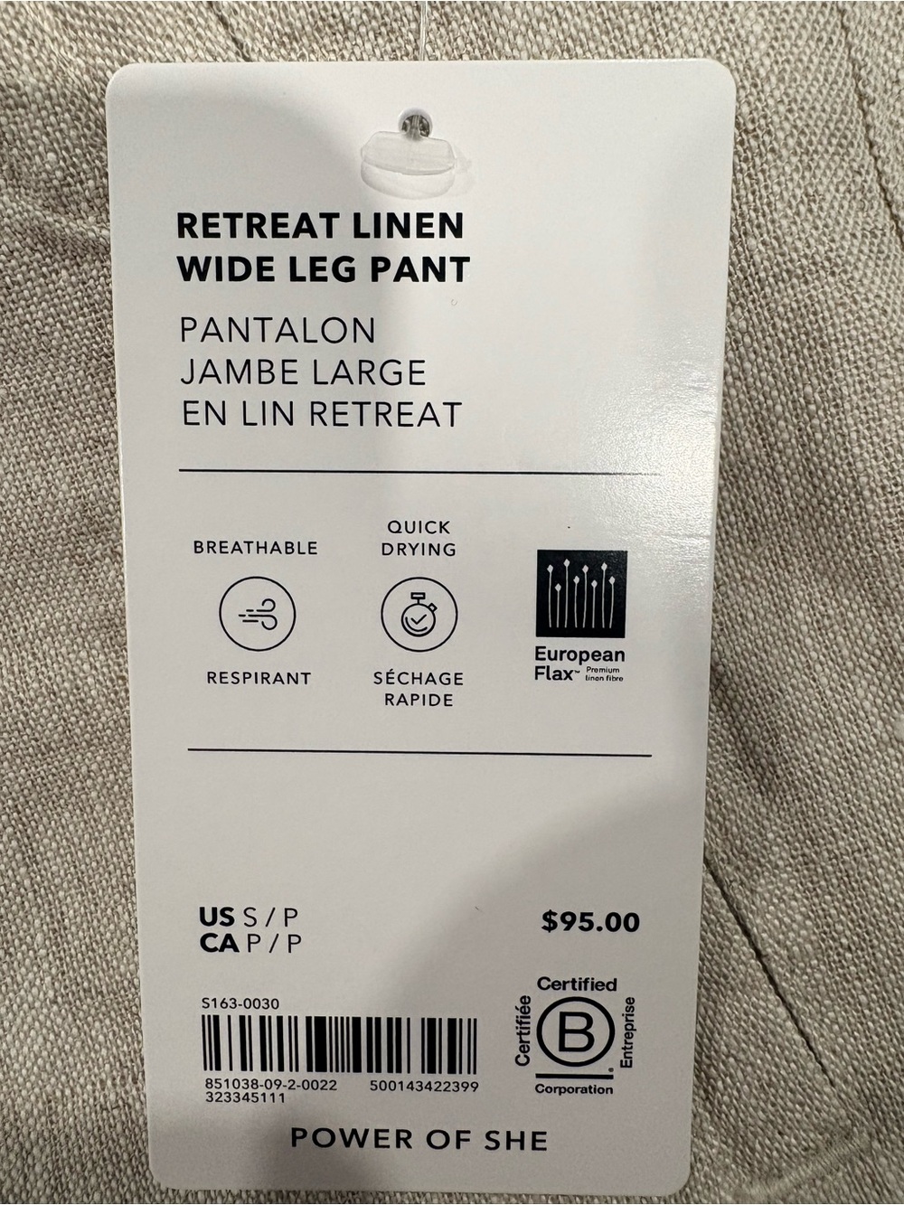 Athleta Retreat Linen High Rise Wide Leg Pant | Color: Undyed | size S - Picture 8 of 10